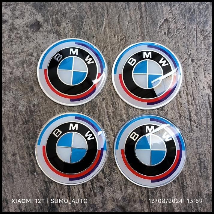 

TERMURAH STICKER STIKER LAPISAN TUTUP DOP VELG LOGO B M W EDISI 50JAHRE 65MM !
