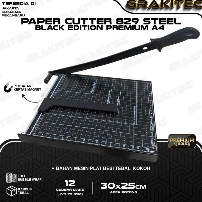 

sale! paper cutter premium black a5 a4 b4 a3 829 alat potong kertas grakitec