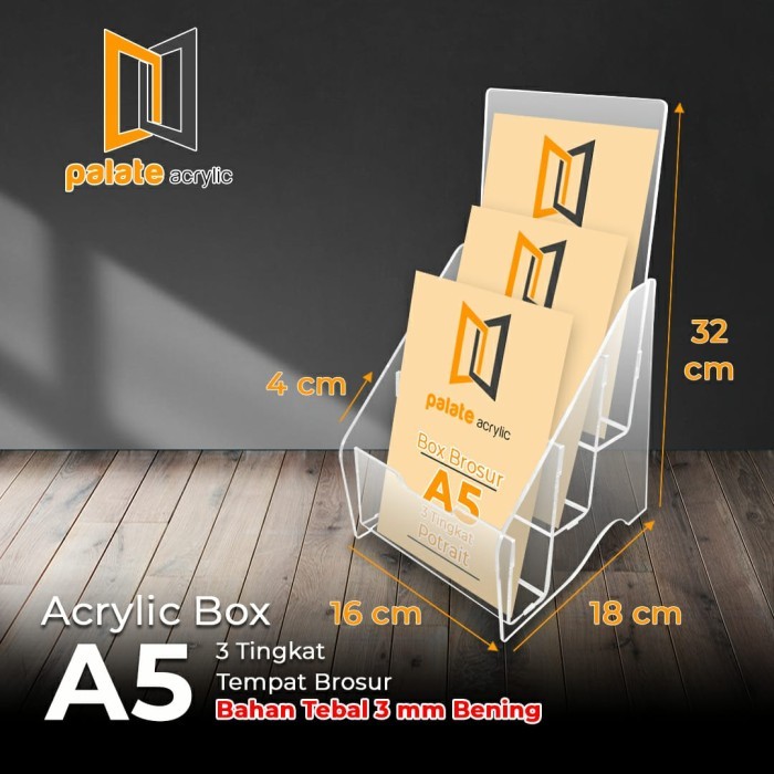TERBARU TEMPAT BROSUR A5 3 SUSUN /AKRILIK RAK BROSUR A5 3 LAYER TERLARIS 3MM