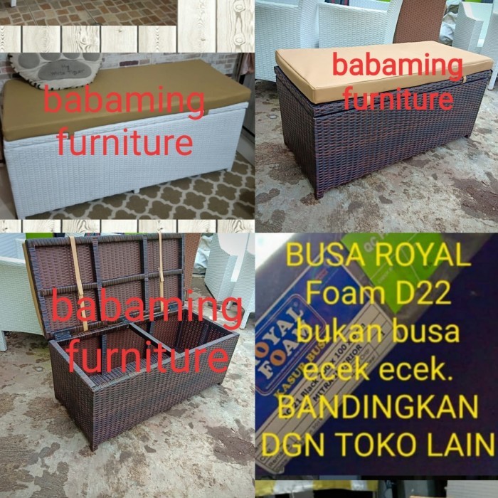 Sofa bench storage rotan sintetis