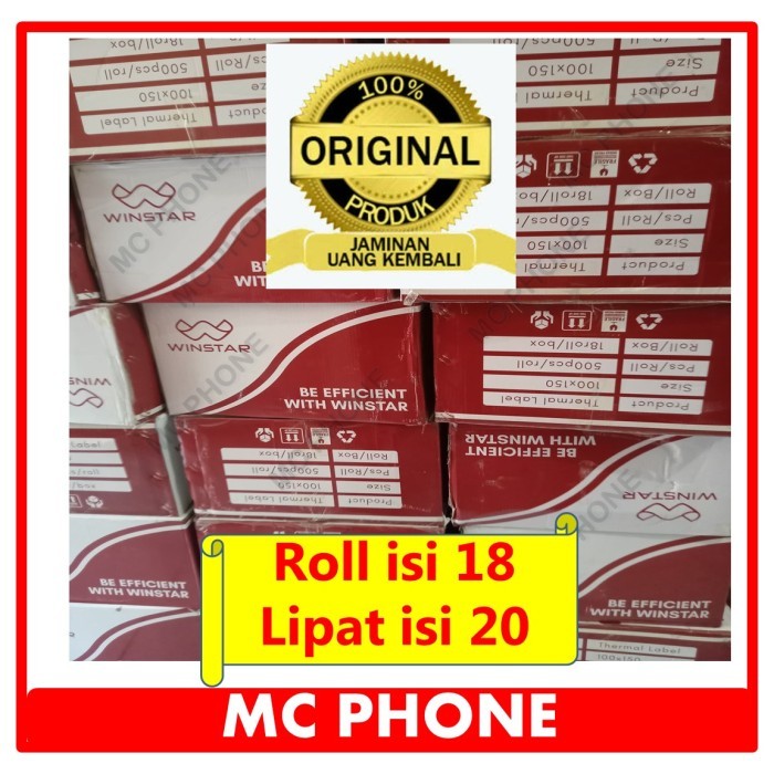 

1 Dus Kertas Label Sticker Resi Thermal 100x150 Isi 500 Roll Lipat Winstar Original