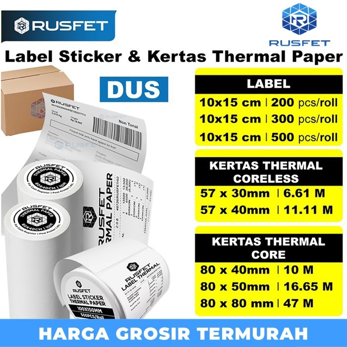 

Label Thermal Paper Sticker Kertas Printer Resi Stiker Barcode POS DUS