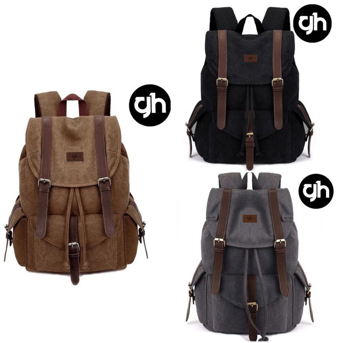 NEW gh bag Tas Ransel Kanvas Pria Wanita Tas Sekolah Tas Kuliah Tas Kerja
