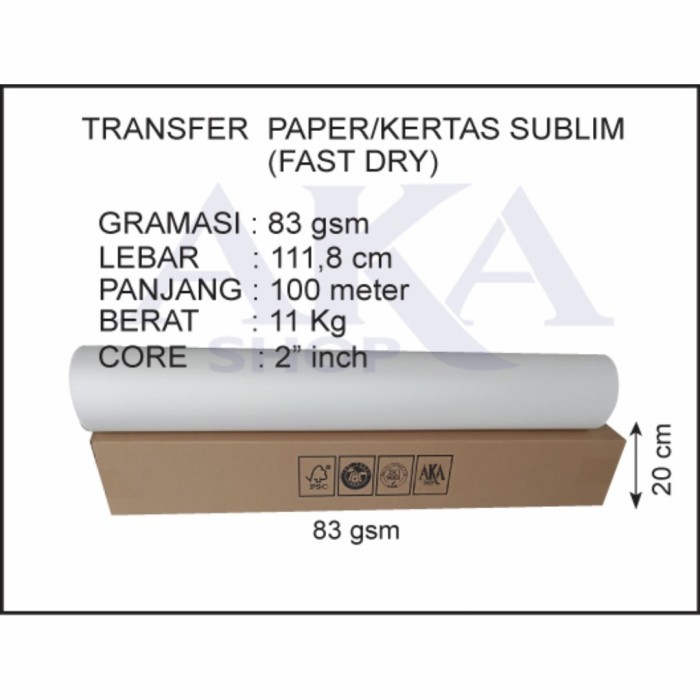 

Transfer Paper / Kertas Sublim. 83gsm 1118mm x 100meter