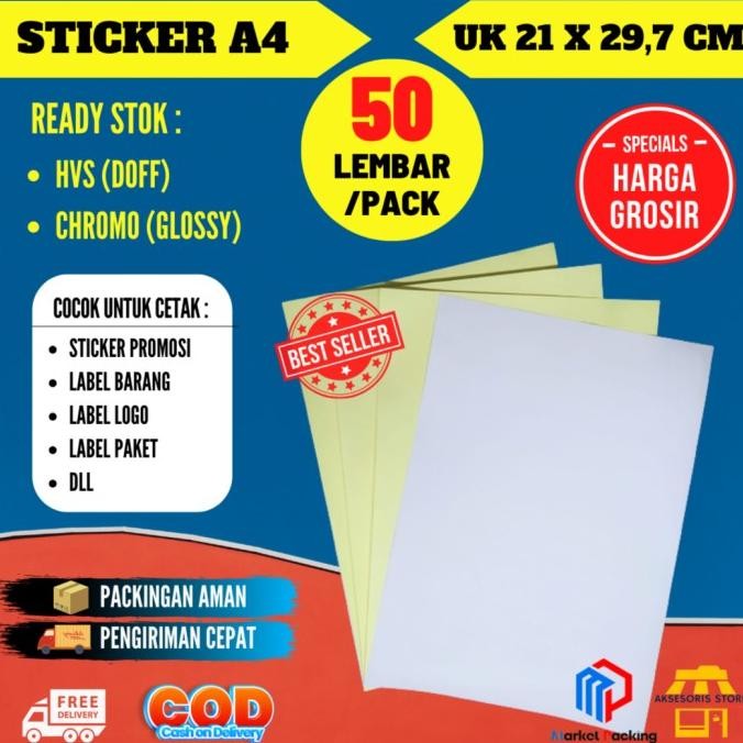 

sale! stiker label a4 isi 100 lembar / kertas sticker a4