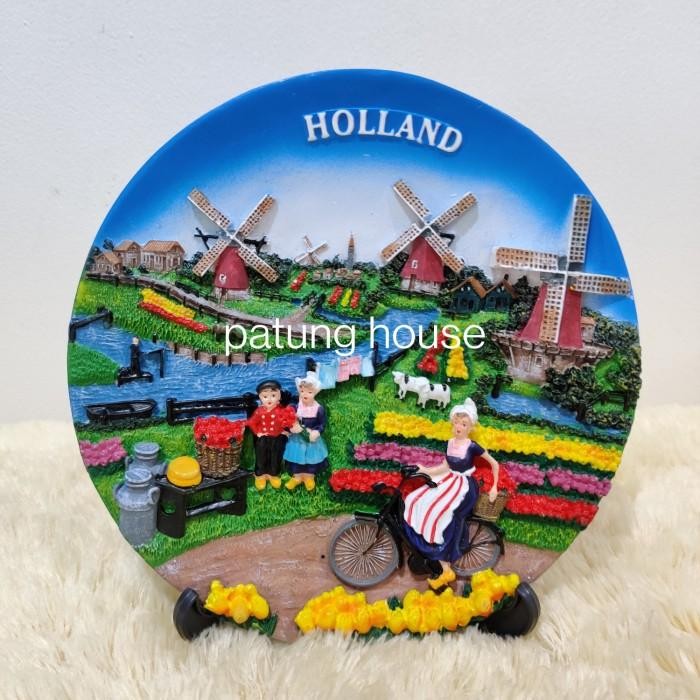 Piring Pajangan Holland Belanda Netherland Sepeda
