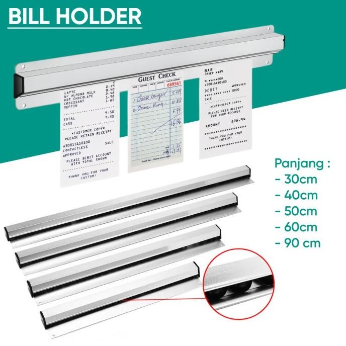 

sale! bill holder tab grabber rack penjepit kertas menu order bon cafe restoran 30 40 50 60 90 cm