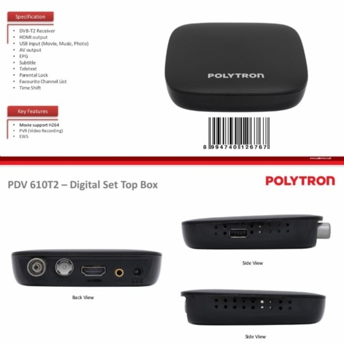 SET UP BOX TV DIGITAL POLYTRON RECEIVER ALAT PENERIMA SIARAN DIGITAL