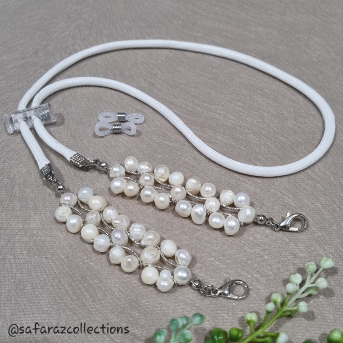 Konektor Masker Hijab, Strap Serut & Tali Kacamata Mutiara Air Tawar