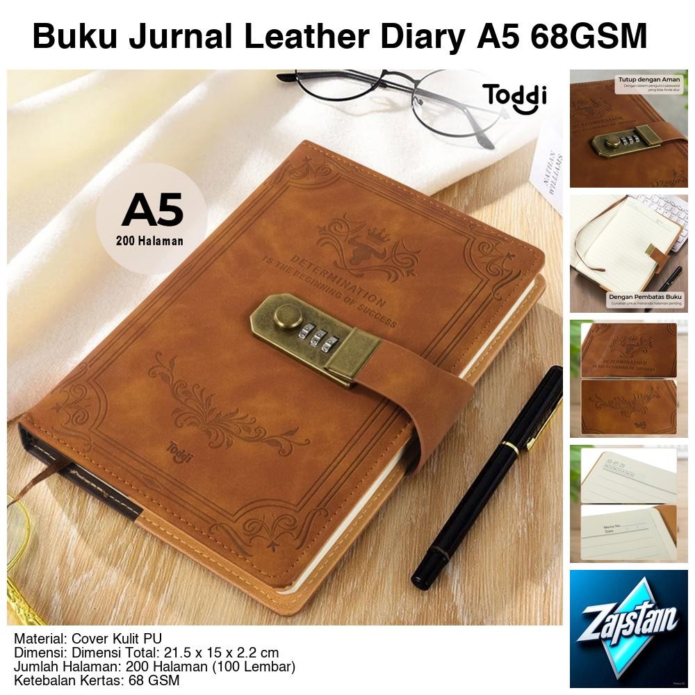 

Buku Jurnal Leather Diary A5 68GSM 200 Halaman Grid with Lock - TD100