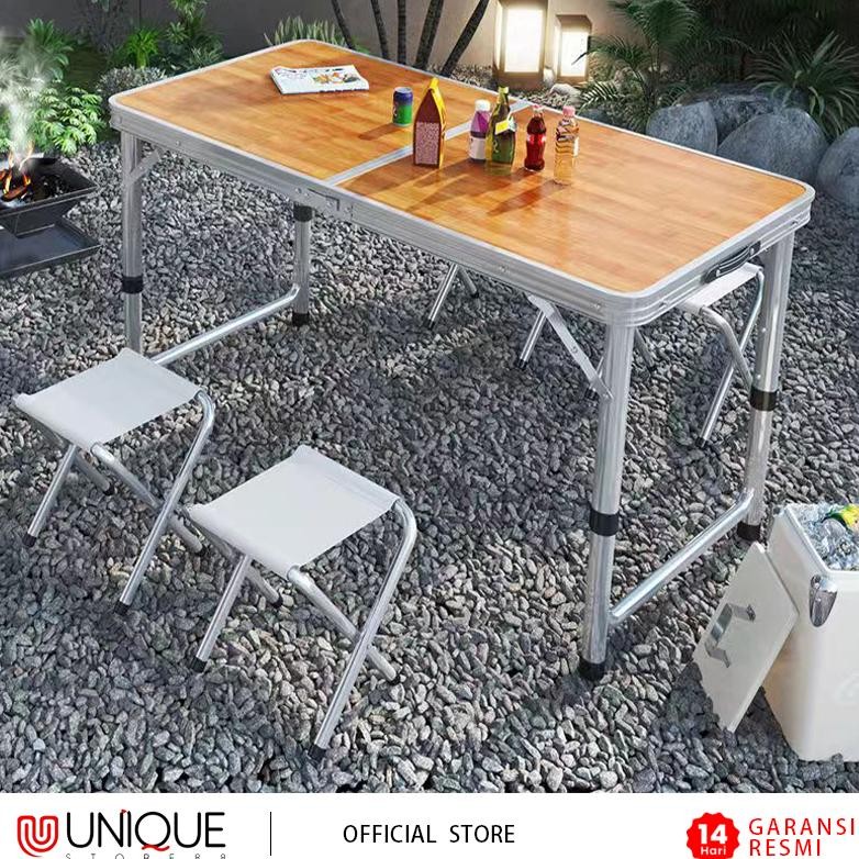Meja Lipat Meja Koper Portabel Aluminium 120x60 CM Meja Camping Outdoor Meja Jualan Serbaguna Z1A1