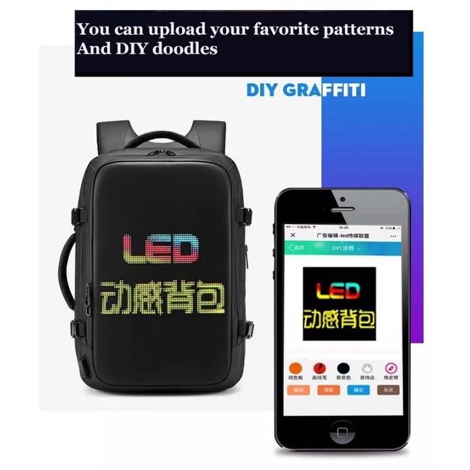 Tas ransel layar LED, display layar elektronik