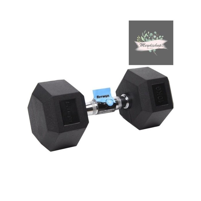 Murah Berwyn Dumbbell Karet Hexagonal 10 Kg / Barbel 10kg Non COD
