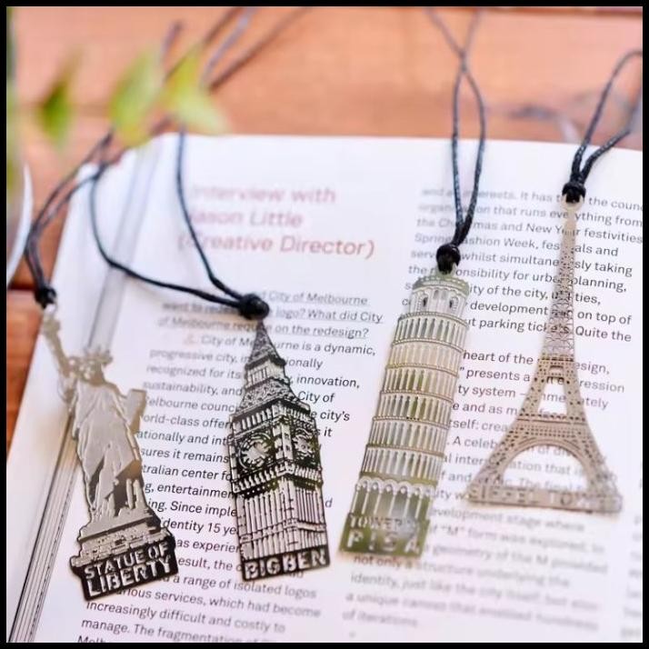 

Pembatas Buku Penanda Halaman Bookmark Motif Menara Eiffel London Pisa Liberty