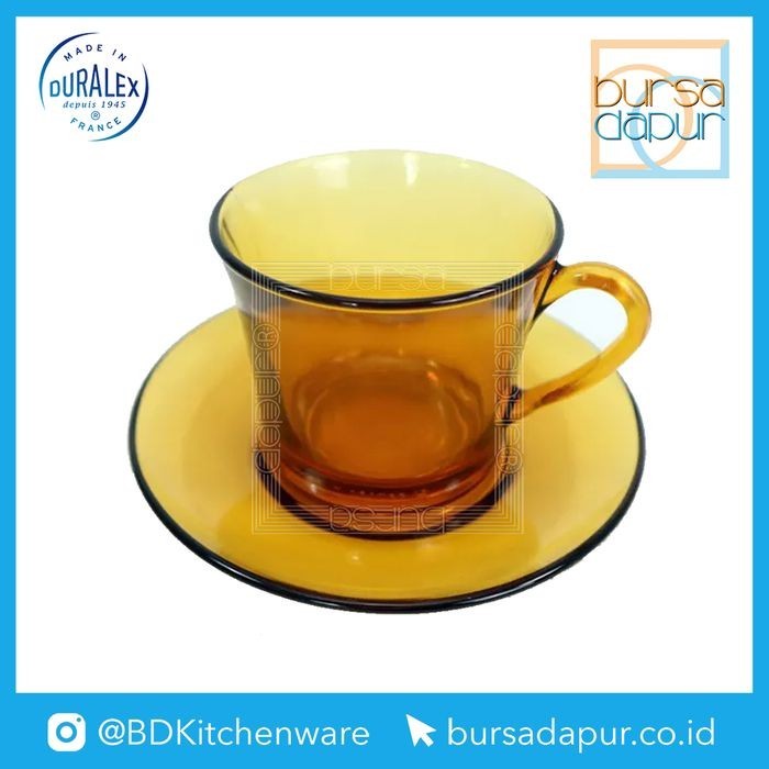 TERBARU Duralex Glass Amber Cup 18 cl - 180 ml Saucer 13.5 cm / Cup Saucer HOT SALE