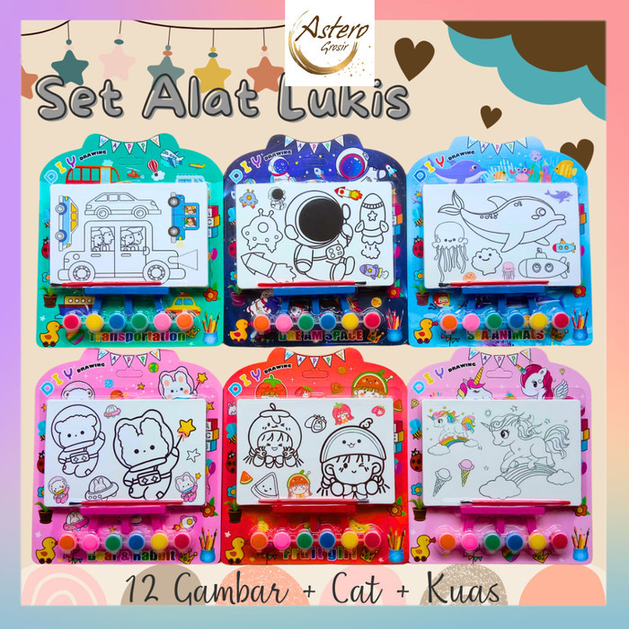 

Set Lukis Kanvas Mini Mewarnai Anak Motif Lucu Coloring Art Murah