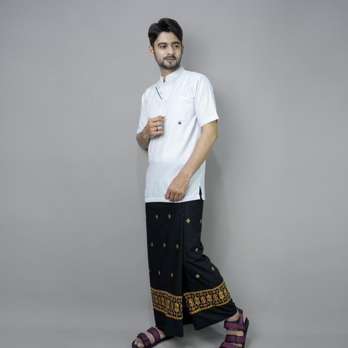 Katsae - Sarung Bordir Motif Bali Bordir Timbul Sarung Pria Hitam New 100 % Original