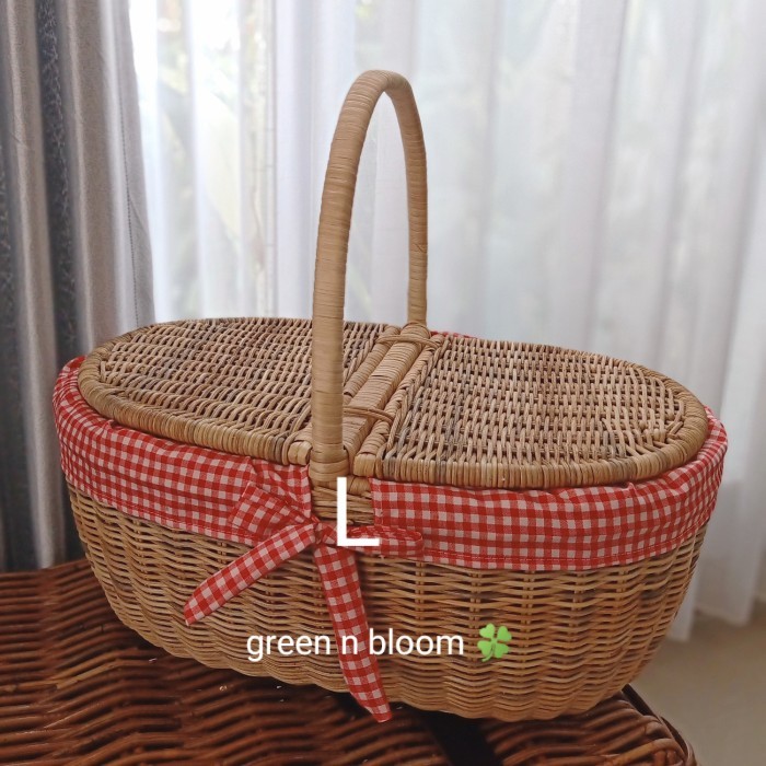 

keranjang piknik rotan oval parcel hampers buah kue kering