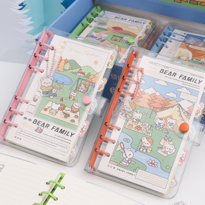 

Notebook Ring Motif Bear Family Diary Kancing Binder Ring 48K - 7167