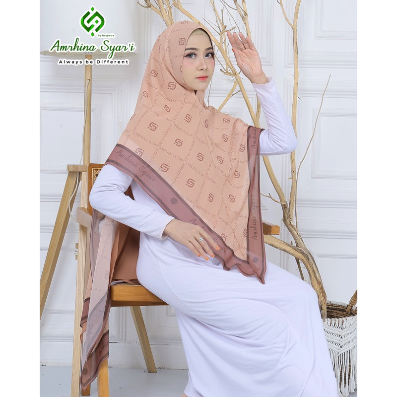Hijab Khimar Printing Syari / jilbab Printing Premium Amrhina syari / A02