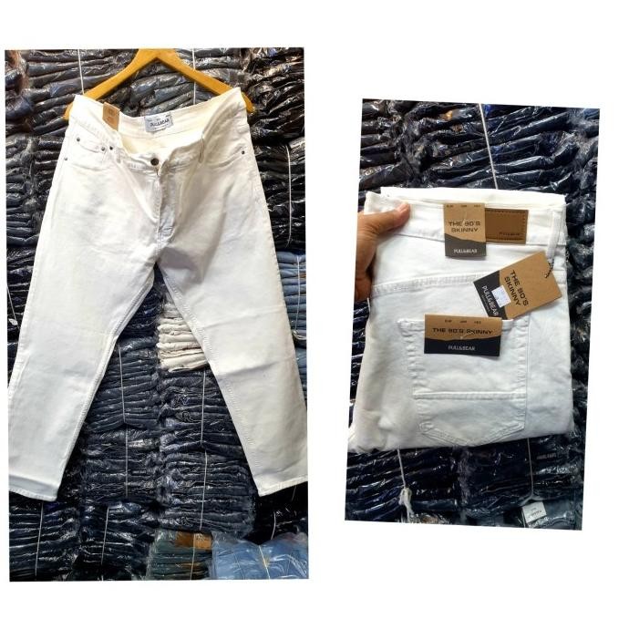 Sale Celana Skinny Jeans Pria Panjang Putih Bersih Pull & Bear Stretch