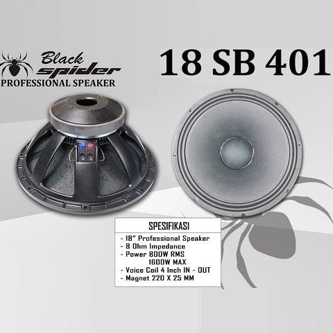 *****] Speaker Full Range 18 inch 1600W Black Spider BS 18 SB 401 18" Profesional Speaker Komponen O