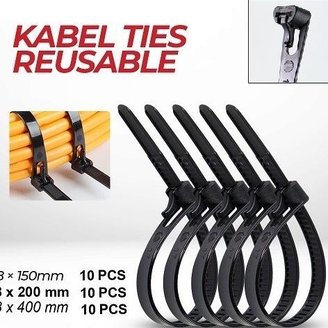 

Buruan beli] Kabel Ties REUSABLE 10 PCS Panjang 150/200/400mm Cable Organizer Zip Tie Releasable Nylon Buka Pasang