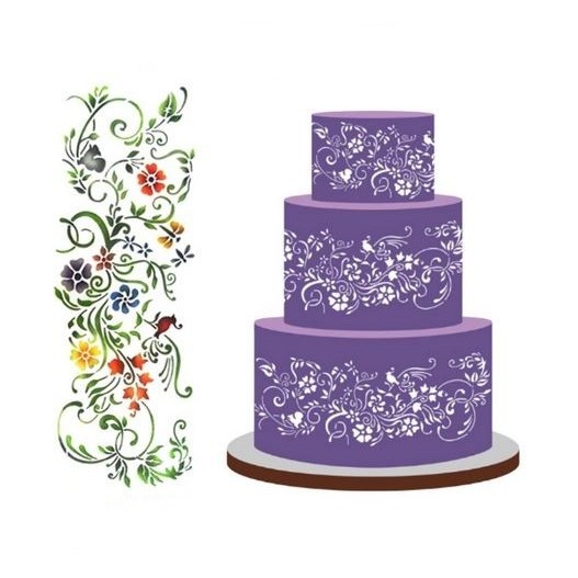 

TERLARIS! Flower Vines Cake Stencil #04
