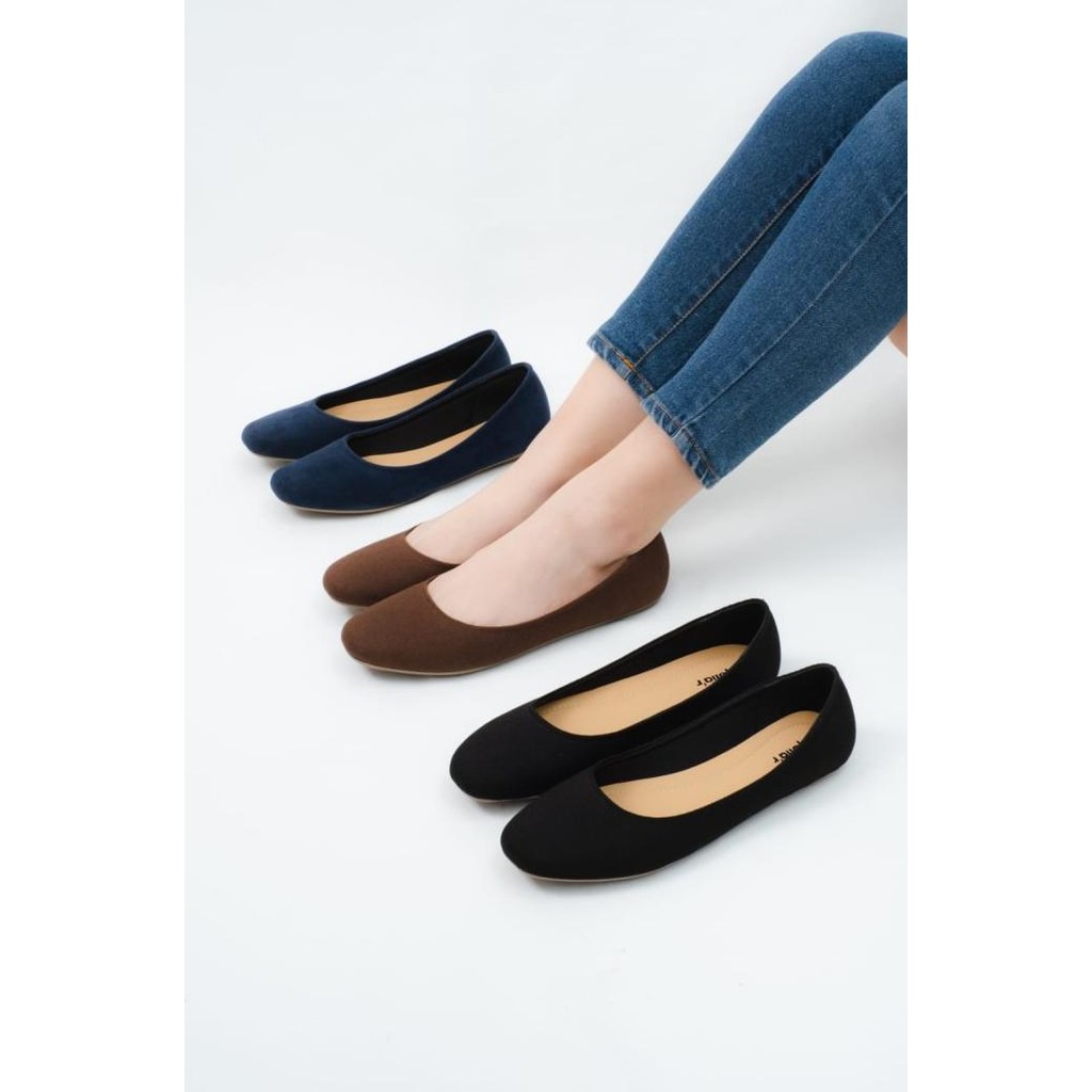 JULIAR SHOES R0051 Women Flat Shoes Canvas in Black Brown Navy KAL