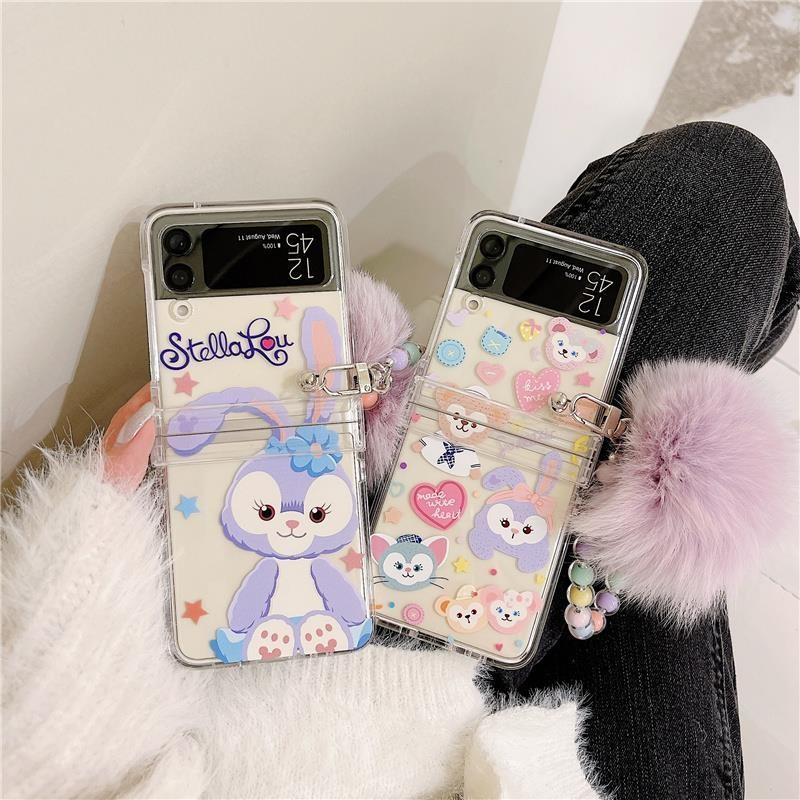 Cute StellaLou Bunny Three Stars galaxyZFlip3Phone case ZFlip4Bracelet SM-F7110Hard Shell Female