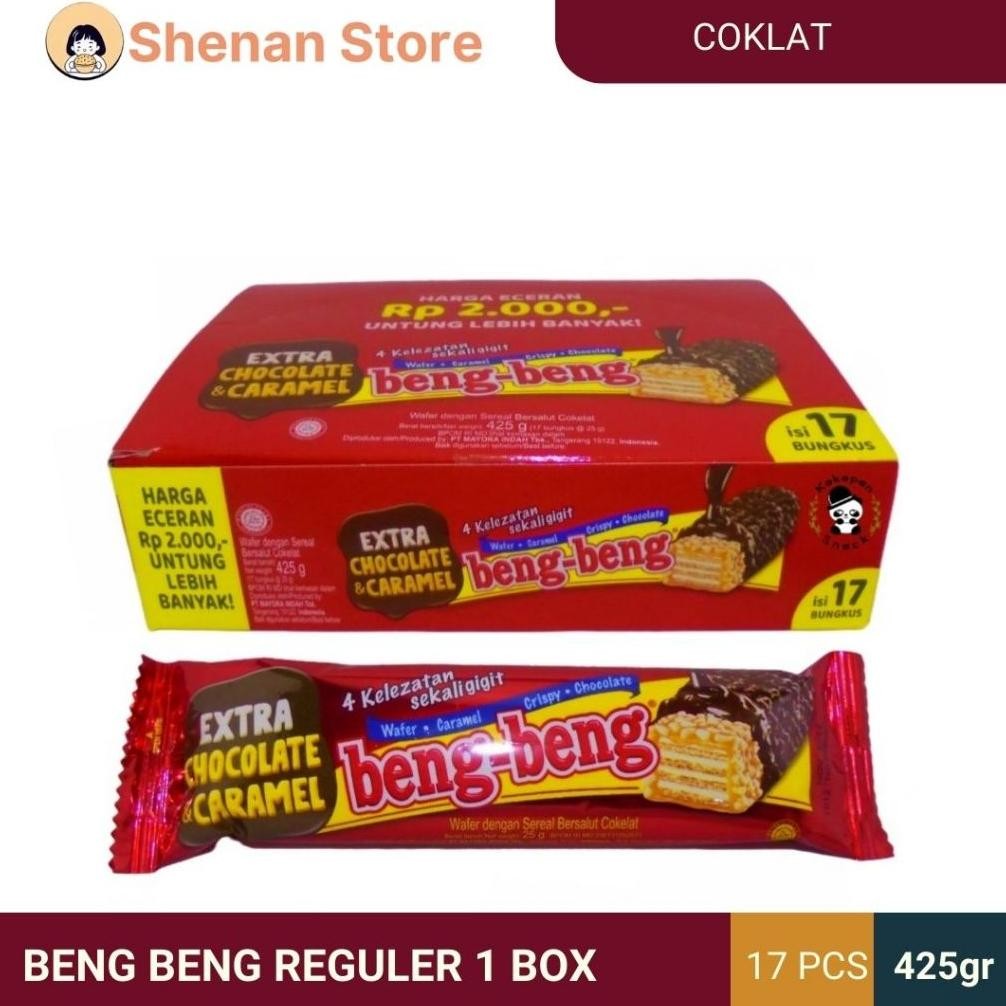 

Beng Beng reguler 1 dus isi 17 pcs biskuit rasa coklat cemilan ringan