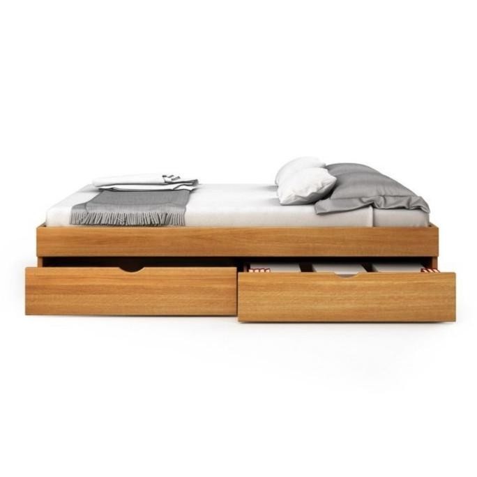 Murah Dipan Kayu Single Bed / Dipan Laci 2 / Ranjang Laci Kayu - 90X200