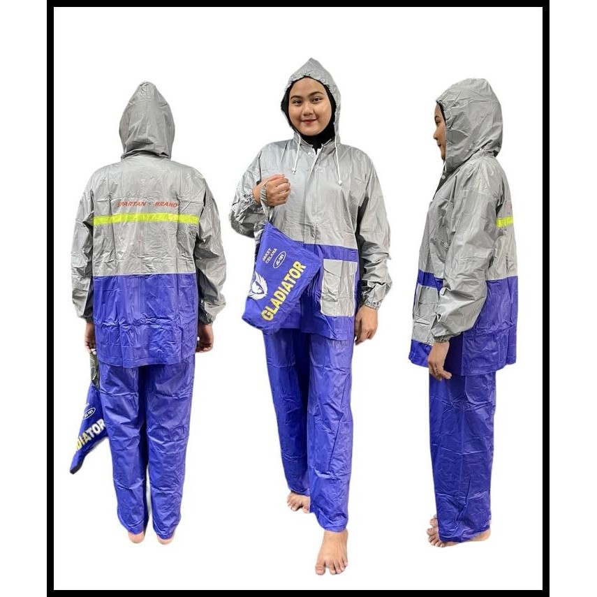 Jas Hujan Setelan Jaket Celana Spartan Gladiator JC-101 PVC Lentur Waterproof All Size Dewasa Pria W