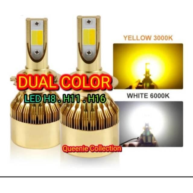 Led H8.H11.H16 Dual Color Putih . Kuning