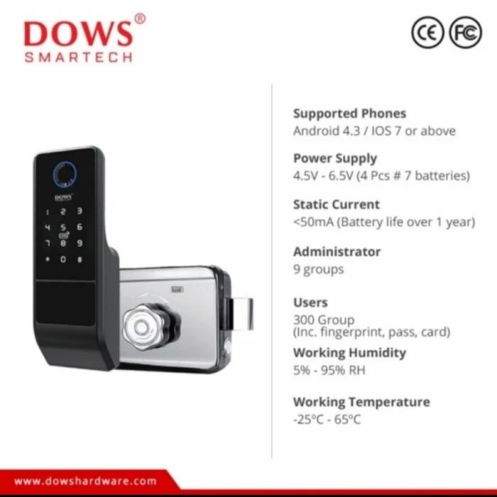 Smart Lock Finger Print Dows SL 8820
