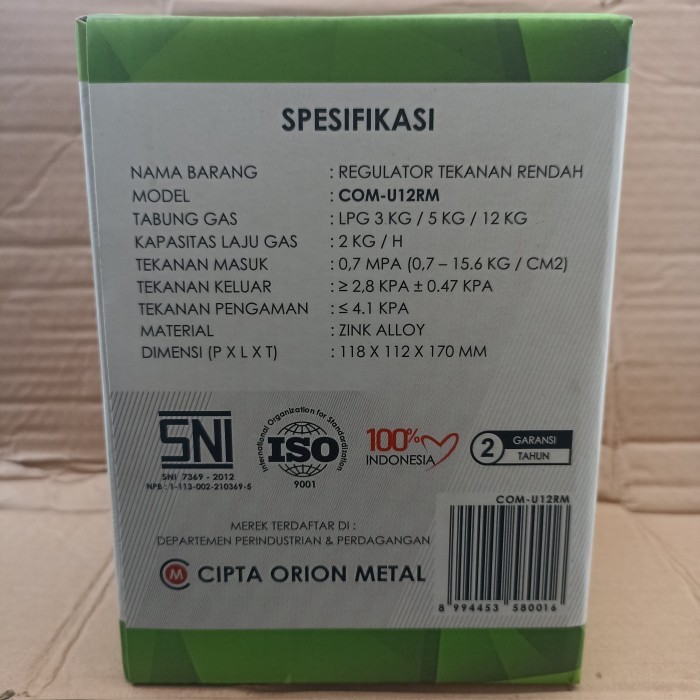 Murah REGULATOR GAS DESTEC BLACK COM-U12RM METER - REGULATOR GAS Non COD