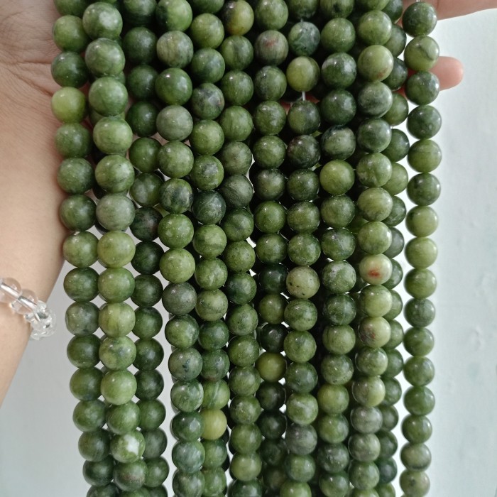 Bahan Batu Alam Giok green jade hijau 10mm sojol serpentine Sulawesi