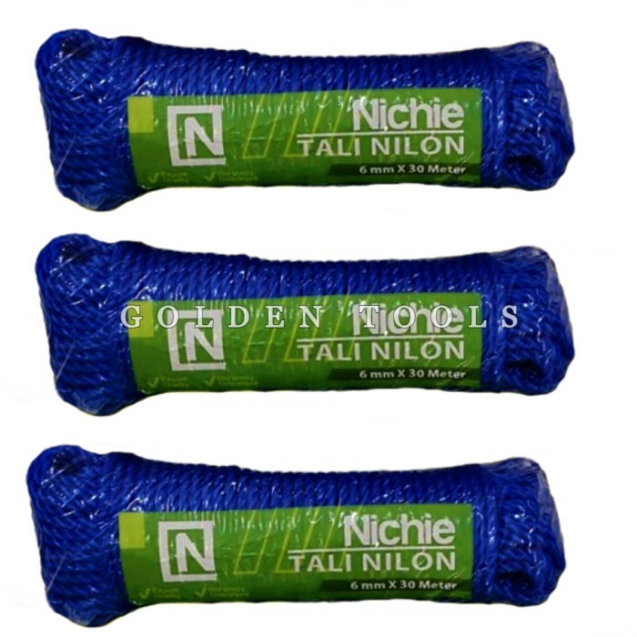 TALI TAMBANG PLASTIK NICHIE TALI NILON UKURAN 5 MM X 30M & 6 MM X 30M