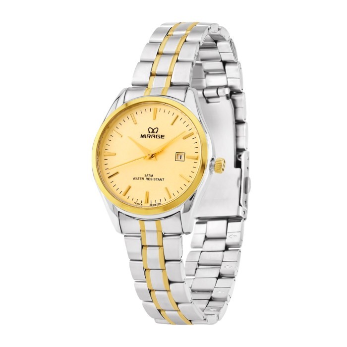 JAM TANGAN WANITA MEWAH MIRAGE ORIGINAL 8708L KOMBINASI SILVER GOLD