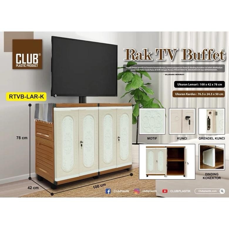CLUB Rak TV Buffet Larissa Dengan Kunci Rak TV Minimalis Rak TV Plastik Meja TV