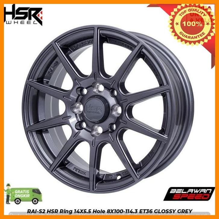 (BELAW) VELG HSR TIPE RAI-S2 RING 14 H8X100-114,3 UNTUK MOBIL HONDA JAZZ DLL - TOKO BAN VELG DEPOK