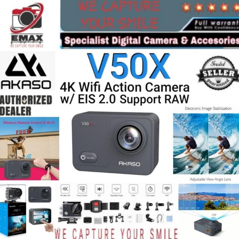 bib akaso v50x 4k wifi action camera with eis 2.0 support raw image touchscreen akaso v50 x akaso v 