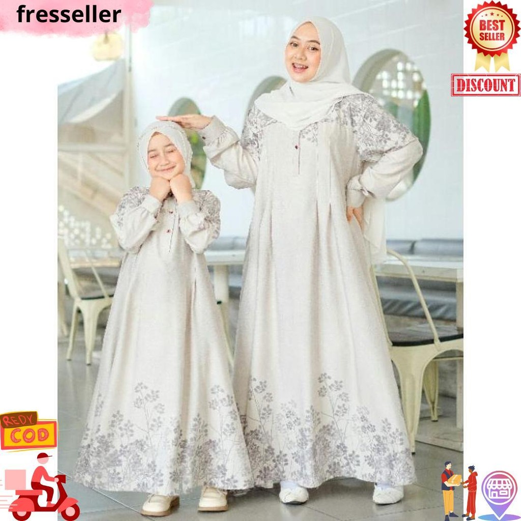 Baju Gamis Abaya Couple Cople Cauple Kapel Ibu Dan Anak Perempuan Muslim Kekinian Lebaran Kondangan 