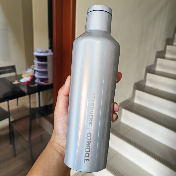 New Starbucks X Corkcicle Silver Glossy Prismatic Tumbler