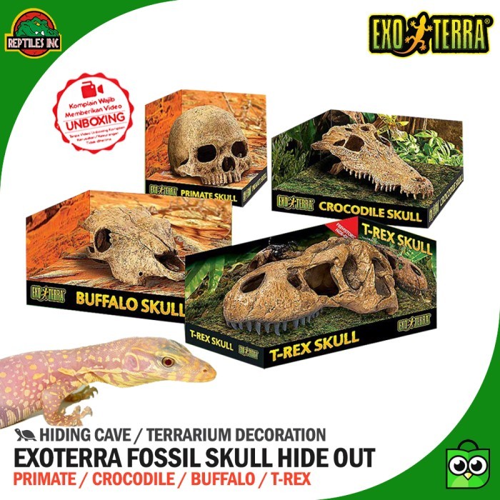 Exoterra Skull / Tempat Sembunyi Dekorasi Kandang Reptil Ular Kadal