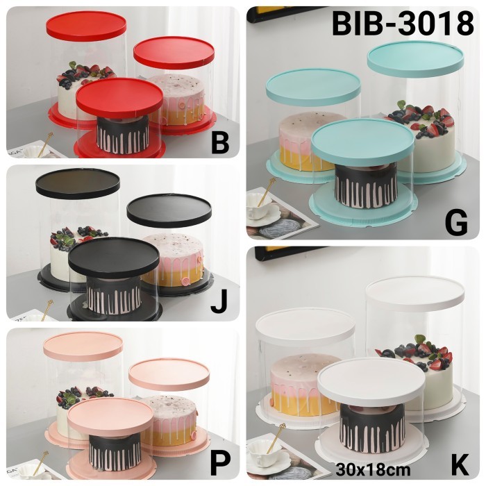 TERBARU GR-BIB-30 Kotak dus cake glass mika gift box kue bulat hantaran 30cm PROMO