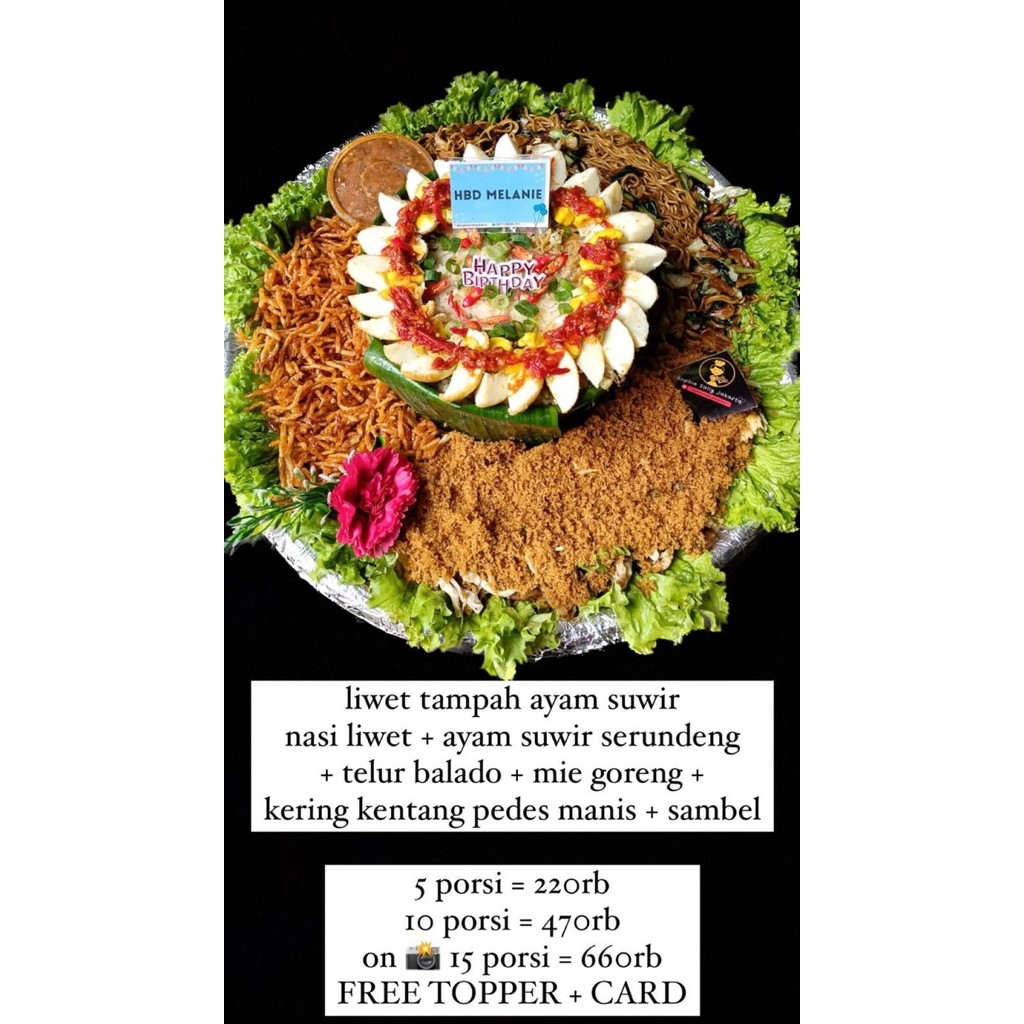 

Liwet Tampah Ayam Suwir - Ready Setiap Hari - Free Topper Dan Card Ready