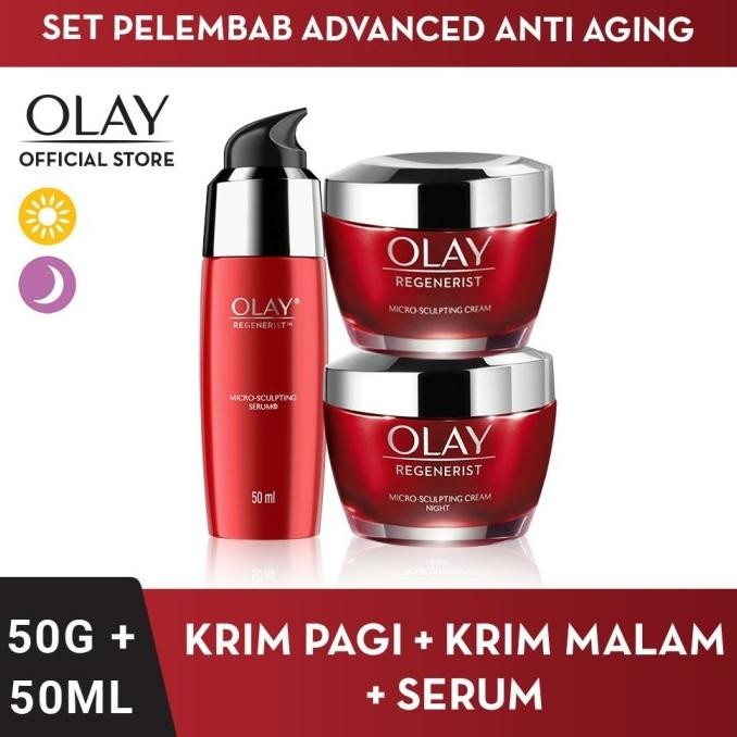 DISKON HEBAT OLAY REGENERIST PERAWATAN KULIT ANTI AGING: SERUM, KRIM PAGI + MALAM TERMURAH
