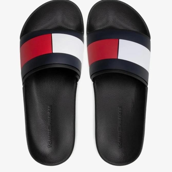 Tommy Hilfiger - Flag Pool Slides Original Sandal Pria - Black Raysandi67