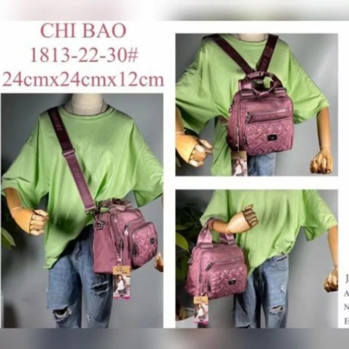TAS ORI CHIBAO KANVAS BORDIR 3IN1 RANSEL SLEMPANG JINJING CB1813 5SLET